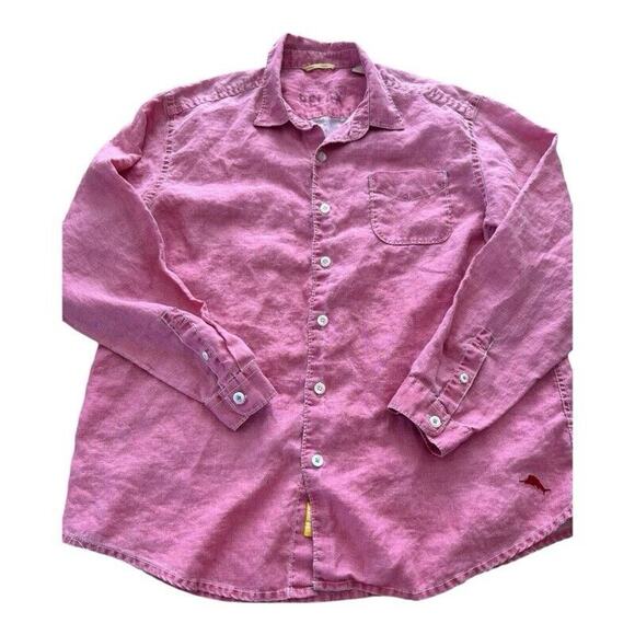 Tommy Bahama Other - Tommy Bahama Relax 100% Linen Pink Red Island Beach Boating Casual XL